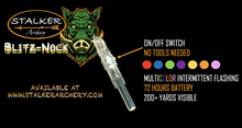 Cargue la imagen en el visor de la galería, STALKER ARCHERY® BLITZ-NOCK 3-PACK - Multicolor Flashing Lighted Nock with On/Off Switch
